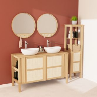inspiration salle de bain : cannage rotin